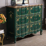 Commode d'appoint vintage à 6 tiroirs peinte à la main
