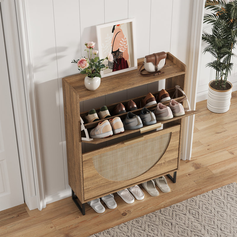 Armoire à chaussures avec 2 tiroirs rabattables