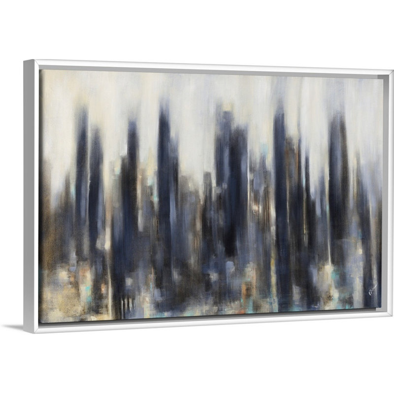 « ascendant hauters », peinture sur toile, Cadre flottant blanc, H 25,7 po x l 37,7 po x p 1,75 po