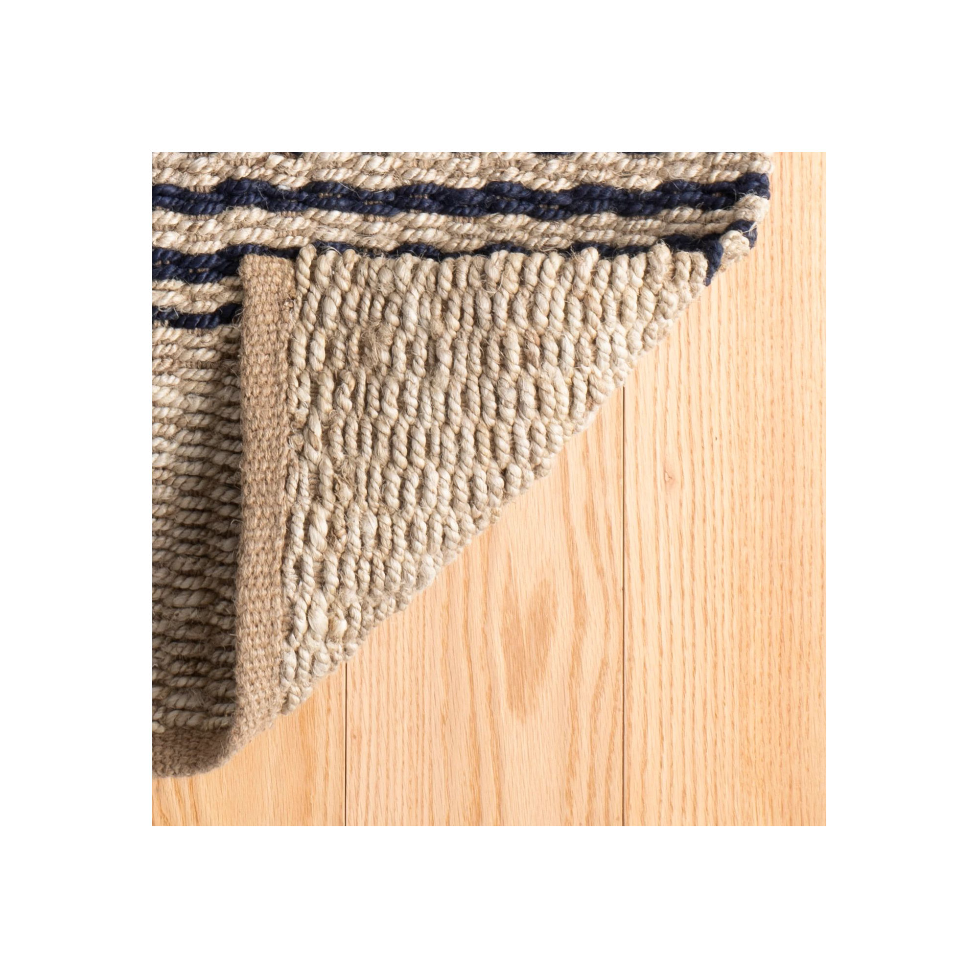 Jute Ticking Indigo Handwoven Rug, Rectangle 3' x 5'