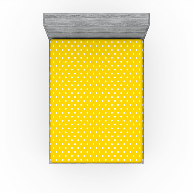 Ensemble de 2 draps-housses Ambesonne, Jaune, blanc / pois, Drap-housse très grand californien