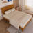 Solid Wood Platform Bed Frame , Full Bed Frame With Headboard Included, Mid Century Modern Bed, Caramel-451595204-451595205