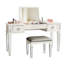 Coiffeuse de chambre à coucher avec miroir - Meuble-lavabo en miroir facile et surface pour rangement rabattable - Tabouret inclus