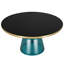 Table basse ronde de 30 po en verre / plateau en pierre frittée avec rebord doré brossé et base en verre trempé-109375773