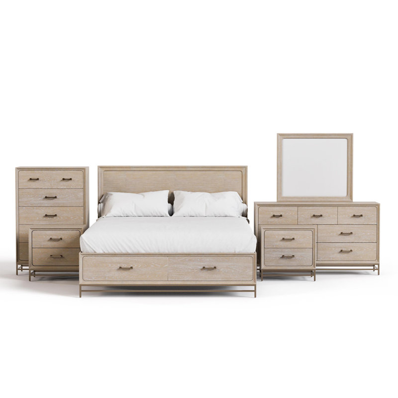 Ensemble de chambre à coucher 6 pièces Demmer, Très grand lit