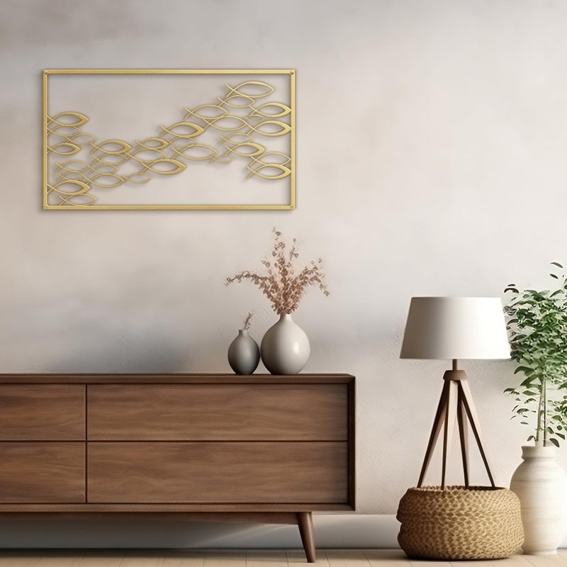 Décoration murale en métal, Or, H 9 po x l 18 po x P 0,05 po