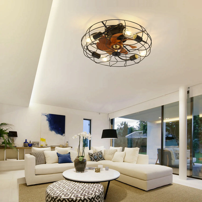 Ventilateur de plafond d'intérieur à télécommande à profil bas de 20 pouces avec 7 ampoules