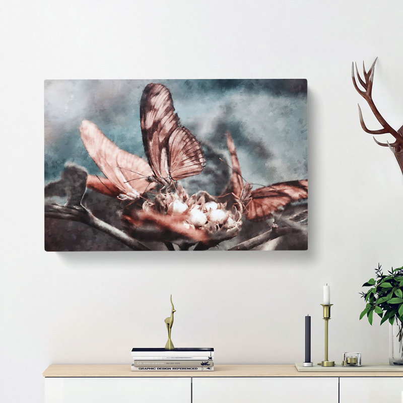 Pink Butterflies - Wrapped Canvas, 60cm H x 91cm W x 3cm D