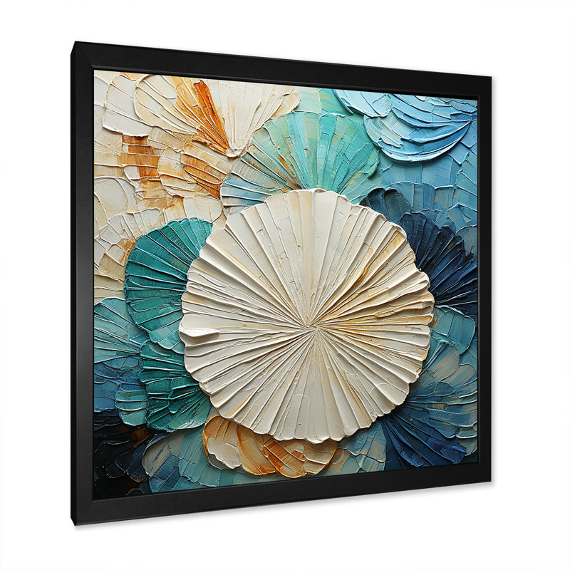 «Coastal Mosaic Seacreatures» sur toile, H 24 po x l 24 po x P 1 po, Cadre simple noir