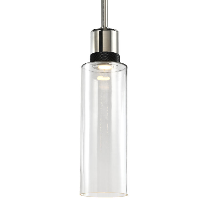 Zigrina Pendant, 71.88" H x 5.88" W x 5.88" D, Polished Nickel/Satin Brushed Black