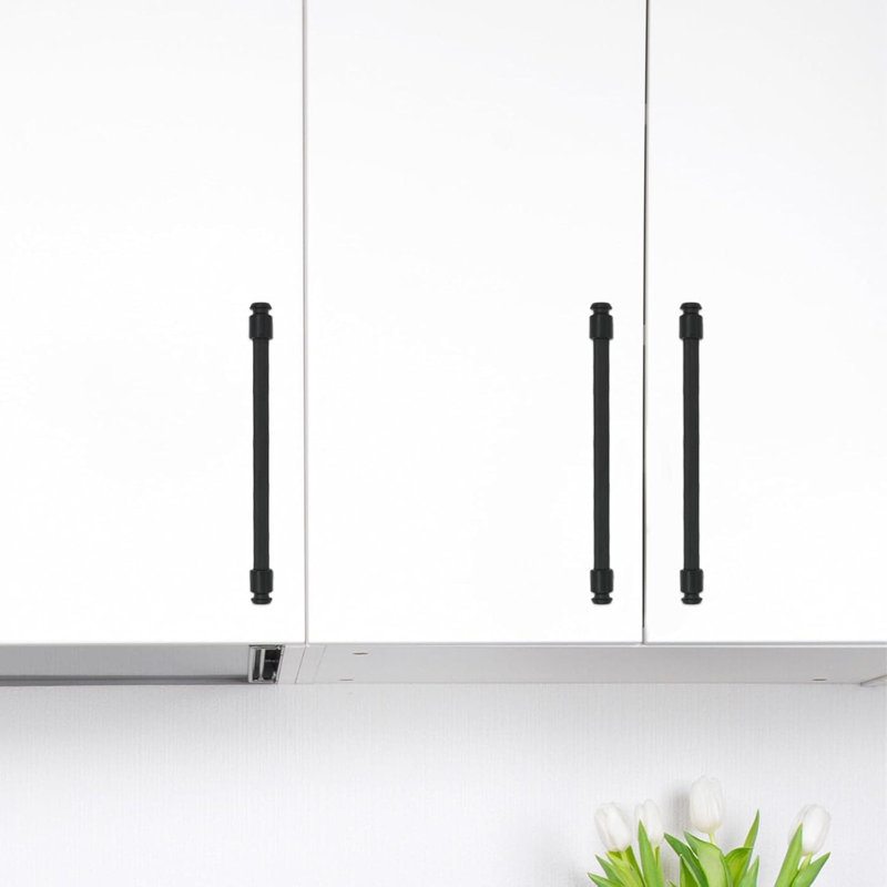 Poignées et poignées d'armoire noir mat, centre trou de 10 po, quincaillerie d'armoire de cuisine robuste, paquet de 6, 6", 6