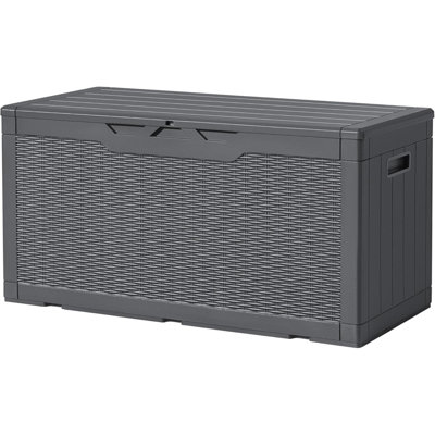 Gallon Deck Box, Waterproof Resin Outdoor Storage Box For Outside And Patio, Large Outdoor Storage Bench Cabinet Lockable For Patio Furniture, Garden by Textiles Hub
