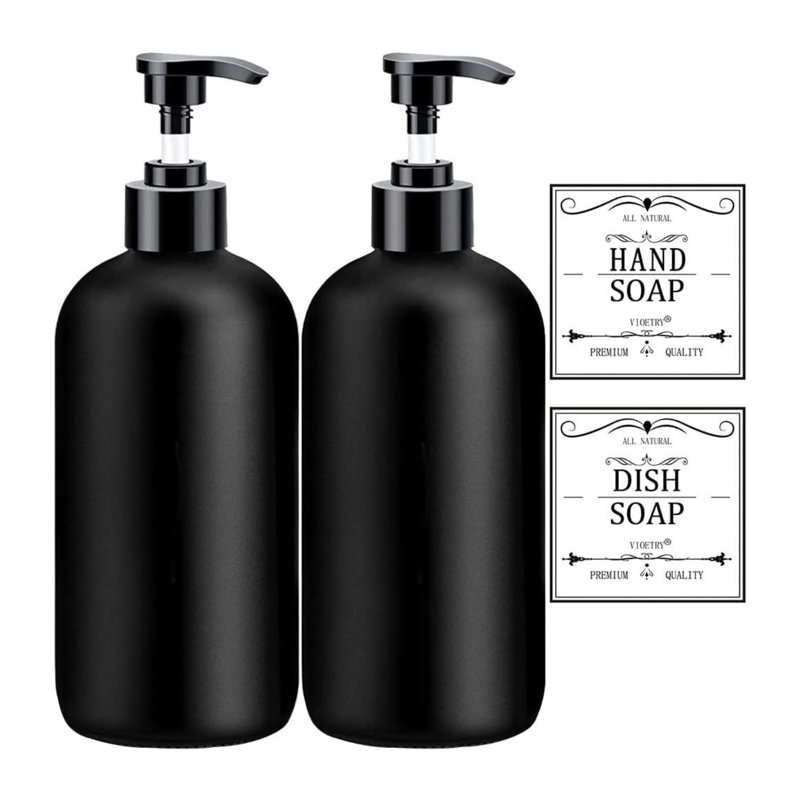 Ensemble de distributeur de savon noir 16 oz