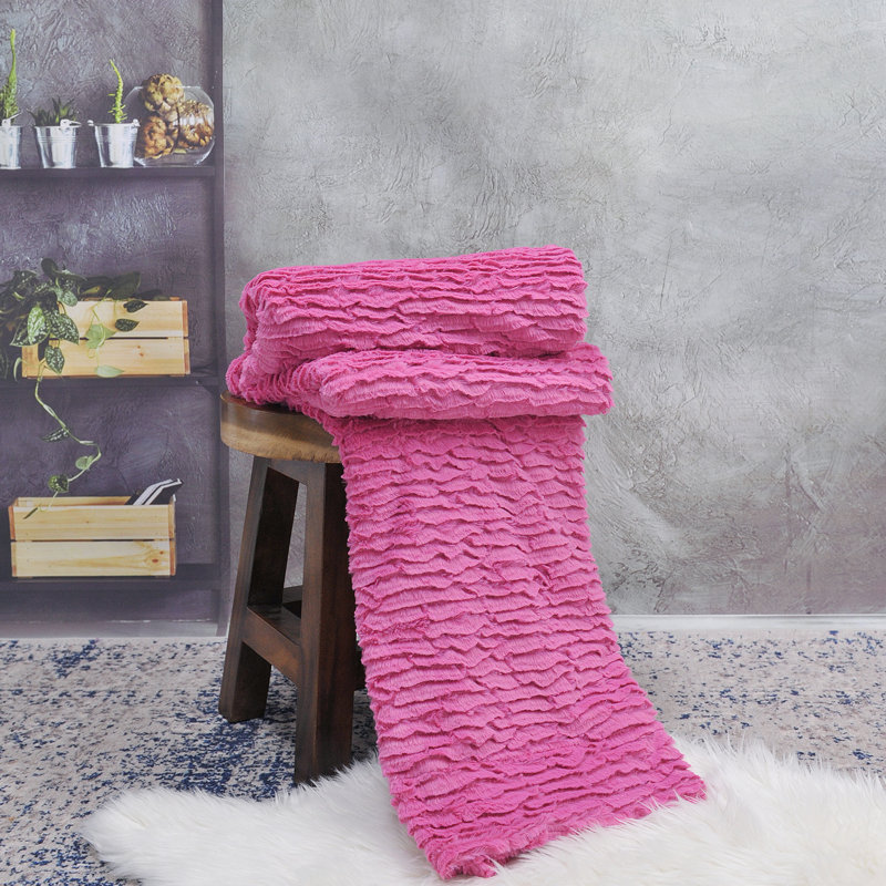 Knitted Throw Blanket, Aurora Pink