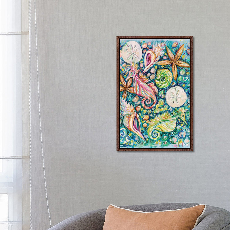 Conchology by Estelle Grengs - Painting on Canvas, Classic Brown Wood Framed, 66.04 cm H x 45.72 cm W