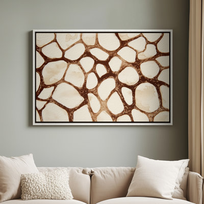 Framed Canvas Wall Art - Abstract Brown Stone Pattern - 16"x24", 24"x36"