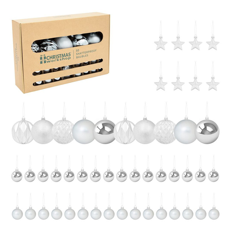 Solid Colour Shatterproof Bauble, Silver