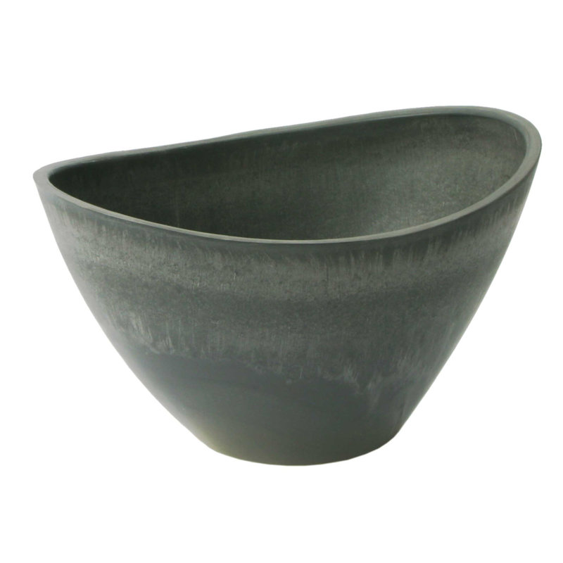 Pot à fleurs en plastique Cara, Marbre gris anthracite, H 10 po x l 12 po x P 16 po