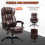 Fauteuil en cuir à haut dossier avec 6 vibrations, 5 modes, inclinable, repose-pieds, brun, fauteuil à vibrations, cuir