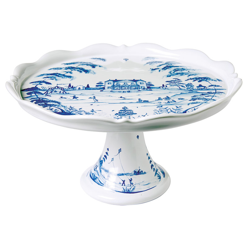 Country Estate Cake Stand, Delft Blue/White