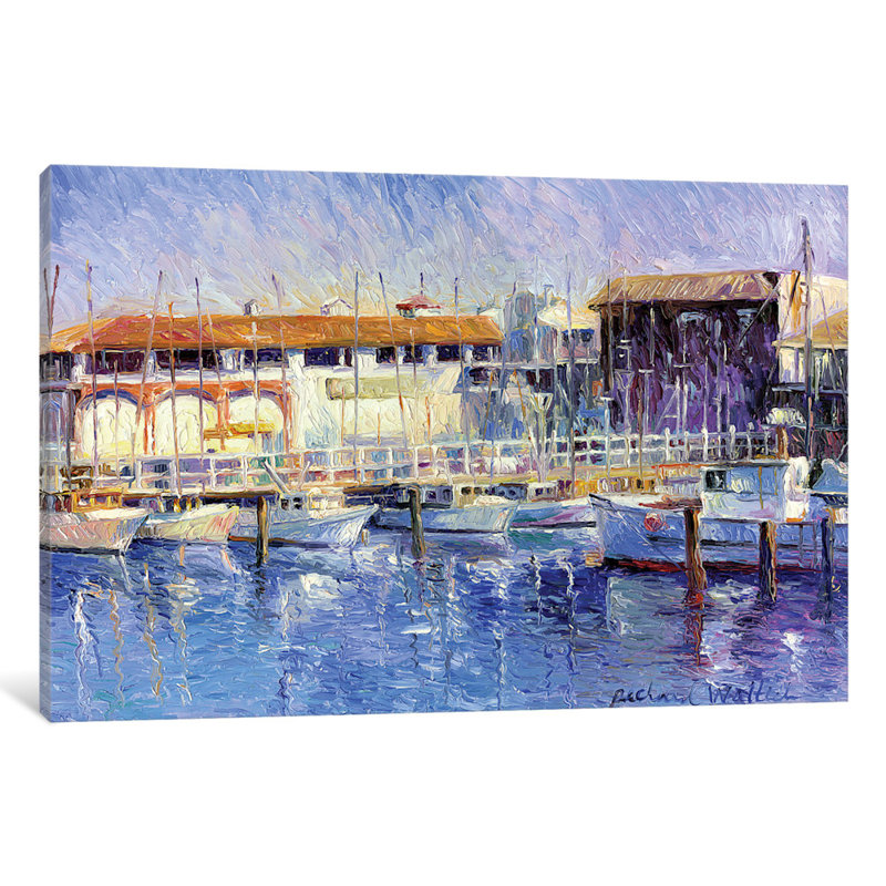 «Fisherman's Wharf» par Richard Wallich, reproduction sur toile, H 12 po x l 18 po x P 1,5 po