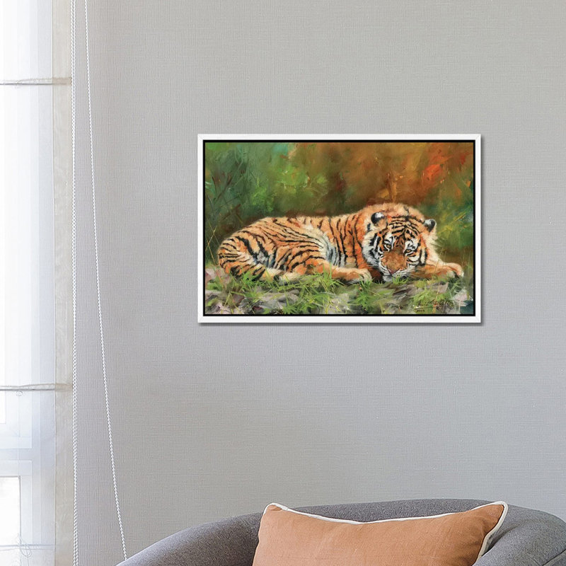 Amur Tiger Repose by David Stribbling - Gallery-Wrapped Canvas Giclée on Canvas, 66.04 cm H x 45.72 cm W, White Framed