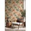 Papier peint floral avec fleurs roses et fond crème amovible-2134986745