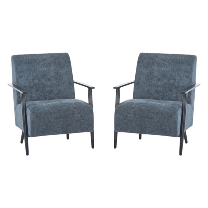 Ensemble de chaise longue moderne en polyester avec structure en métal, Bleu gris