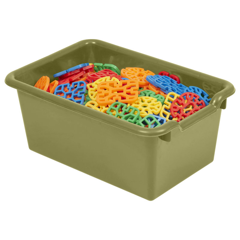 ECR4Kids Scoop Front Storage Bins, Multipurpose Organization, 25-Piece, Fern Green