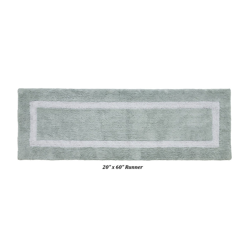 Tapis pour salle de bain réversible 100% coton Widman, Tapis de couloir 20 po x 60 po, Bleu / blanc