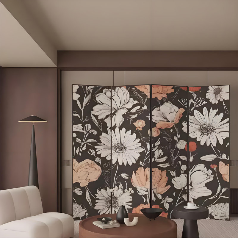 Paravent floral tropical, H 70,87 po x l 70,87 po x P 1,57 po