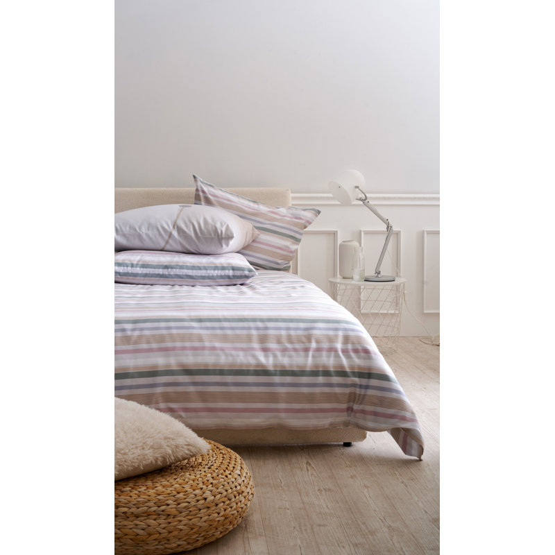 Decorate Your Night Cotton Striped Duvet Cover with Pillow Shams Included