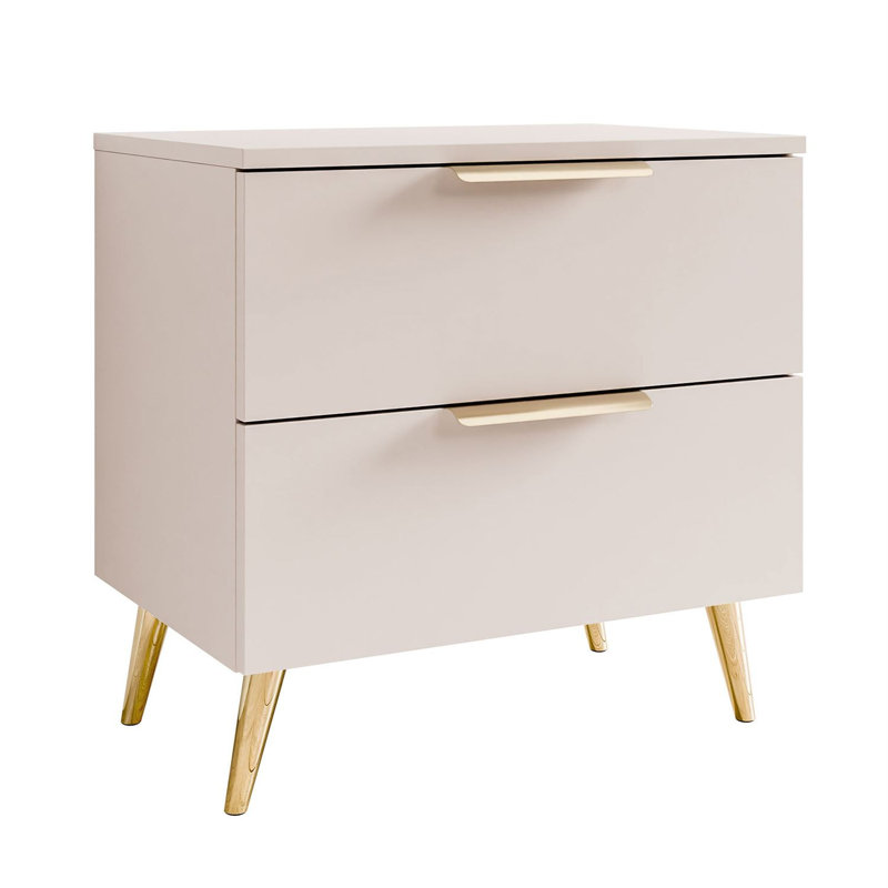 55cm W Bedside Table, Cashmire/Gold