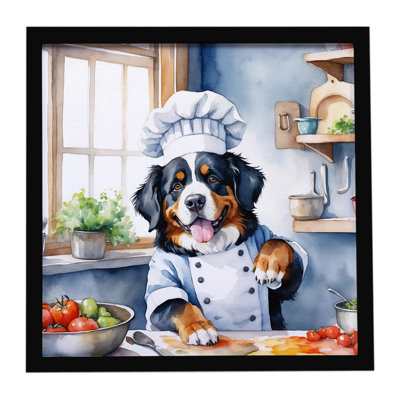Bernese Mountain Dog The Chef Framed Metal Print