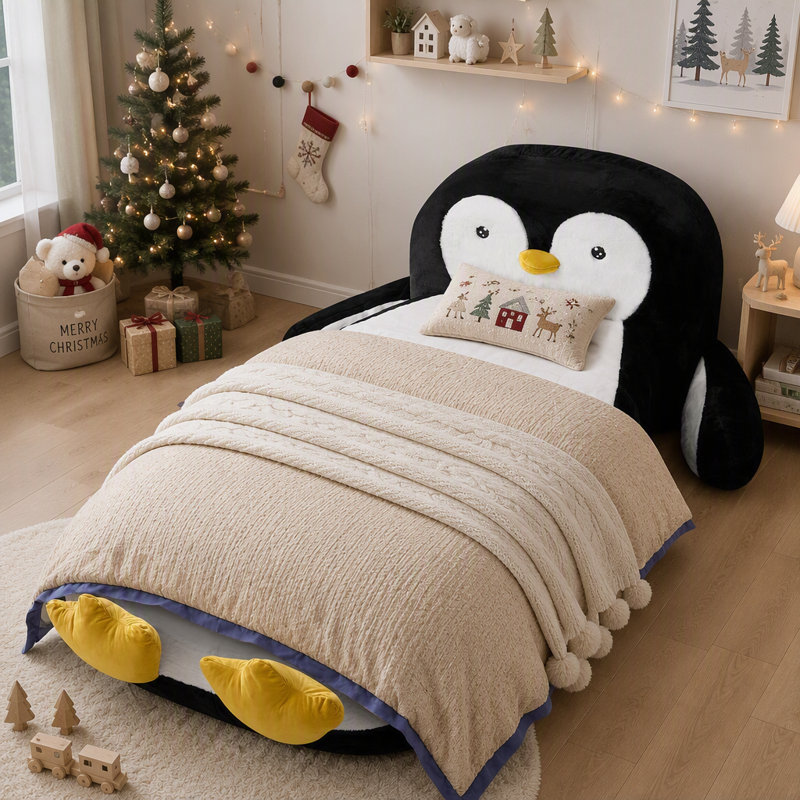 Penguin Shaped Bed with 100% Sponge Filling