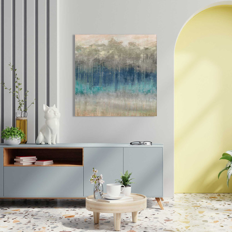 Treeline Reflections par Carol Robinson - Peinture, L 18 po x H 18 po, Toile tendue