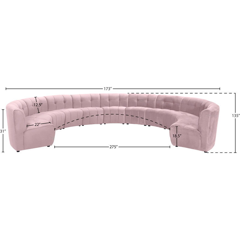 Jedson Velvet Sectional Symmetrical, Pink Velvet