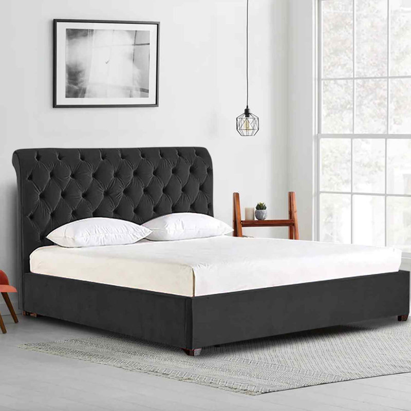 Upholstered Bed, Single (3'), Black