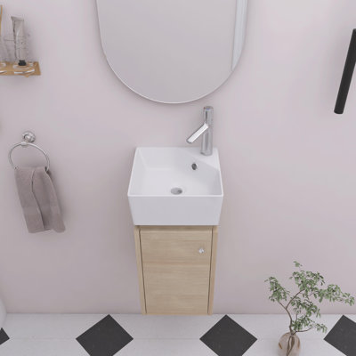 12 Inch Small Bathroom Vanity With Ceramic Vanity Top and Soft Close Door