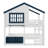 Full Size House Bunk Bed with Bookshelf, Loft Design, Cabin-Style Frame with Windows, Safety Rails for Kids Room,White & Blue-1747996597-1747996594