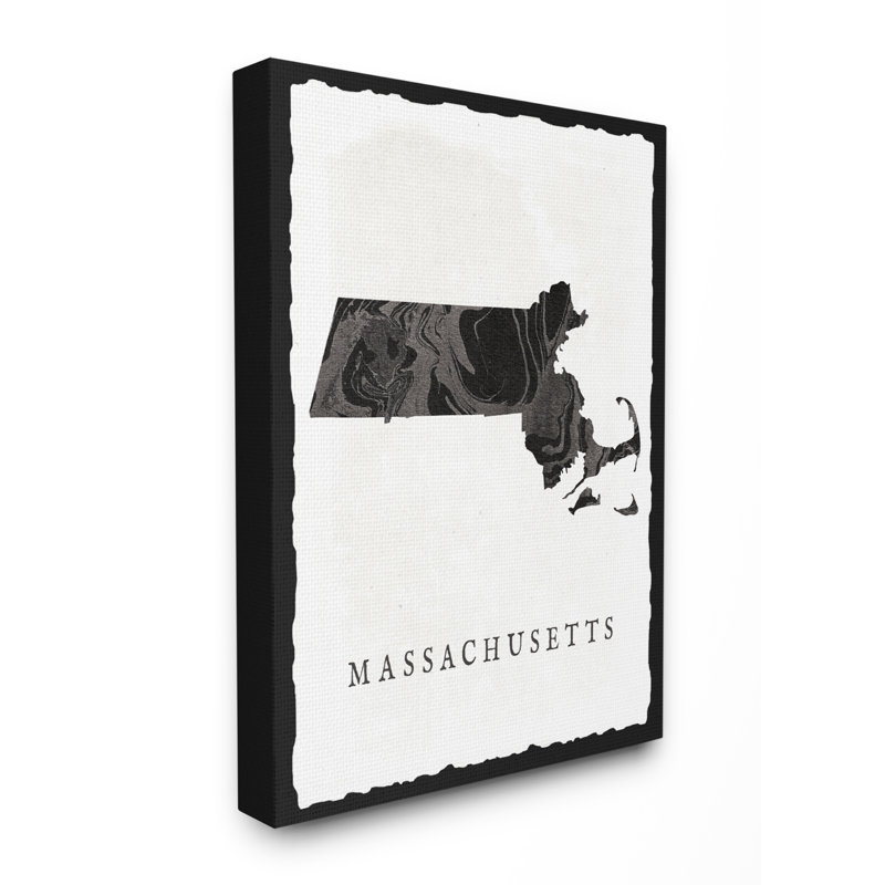 « marbleed massachusetts state silhouette », impression, Toile tendue, H 20 po x l 16 po x P 1,5 po