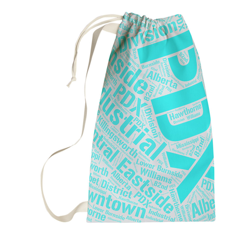 Laundry Hamper with Handles, Cyan, Large (36" H x 28" W x 1.5" D), Portland