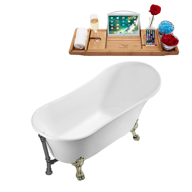 66.9'' x 31.5'' Soaking Acrylic Bathtub, Brushed Nickel, Brushed Gun Metal