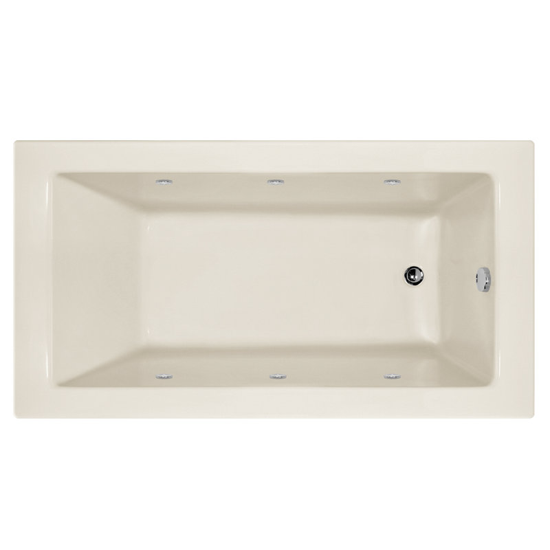 Sydney 66'' L Soaking Bathtub, Biscuit, Right, Matte Black
