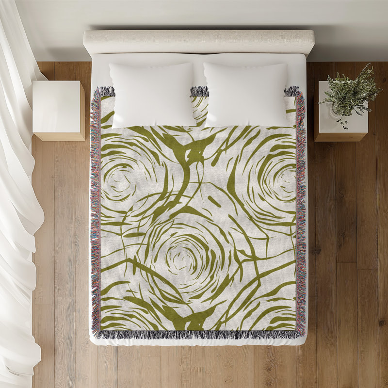 Jeté rose en coton Rose, Chartreuse, 50 x 60