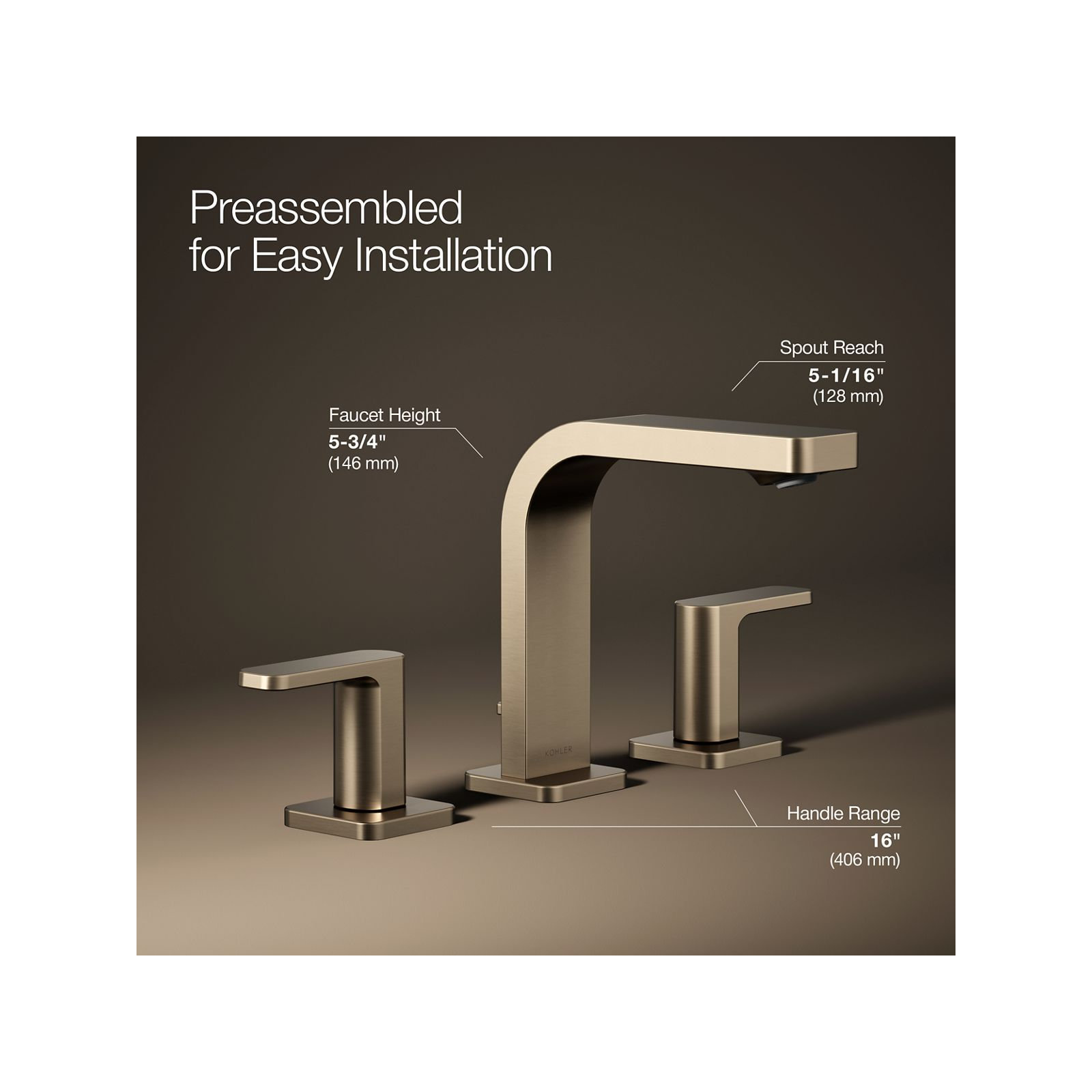 ParallelWidespread Bathroom Faucet, 3-Hole Two Lever Handle Bathroom Sink Faucet, Vibrant Brushed Bronze, 0.5 GPM