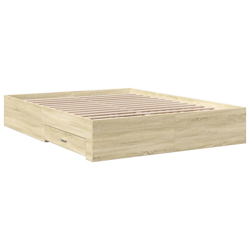 Vidaxl Bed Frame With Drawers Engineered Wood, Kingsize (5'), Sonoma Oak
