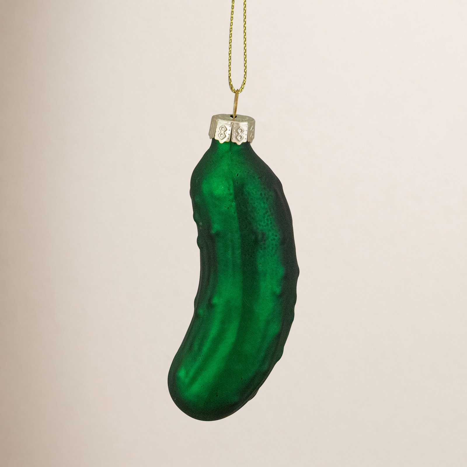 3.75" Green Christmas Pickle Glass Holiday Ornament