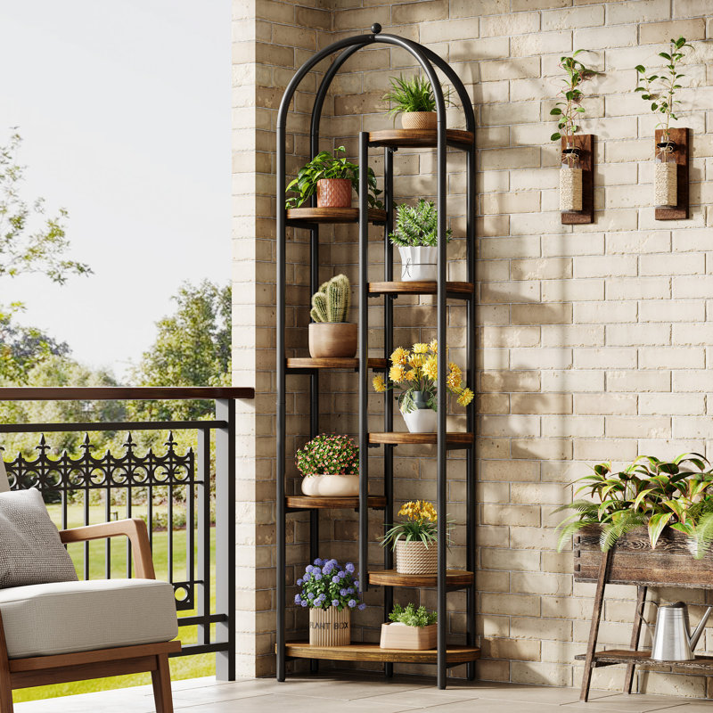 Support pour plante autoportant 71,7 po avec 8 tablettes et base en métal