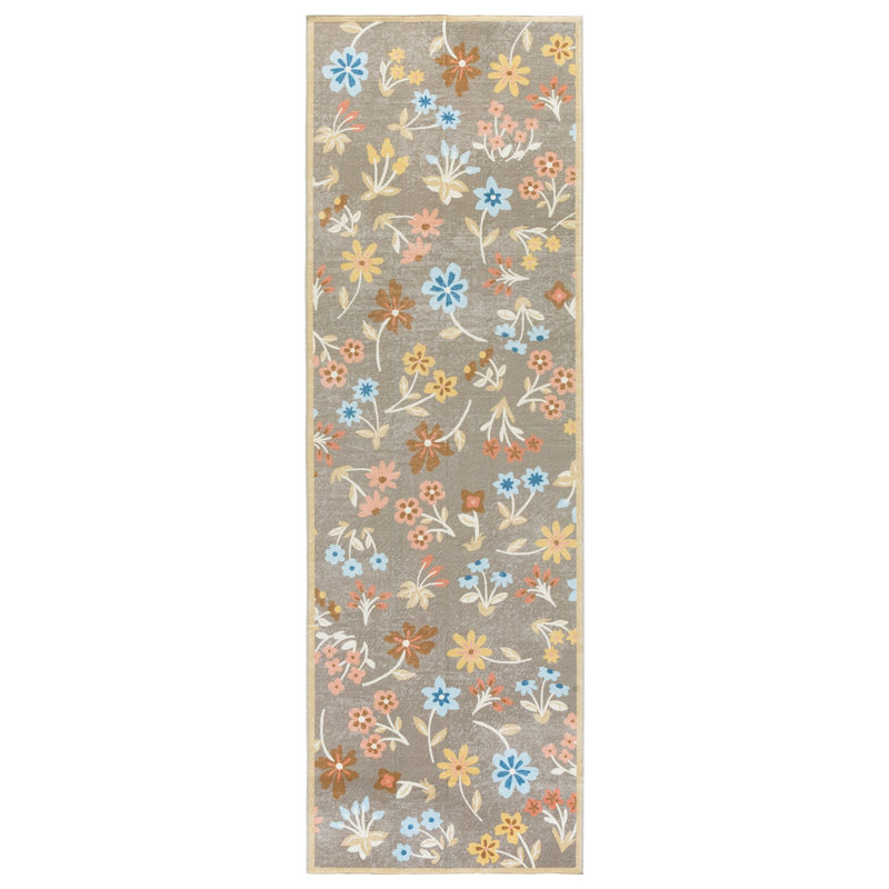 Msrw Floral 187 Performance Machine Washable Floral Rug, Runner 2'6" x 8'